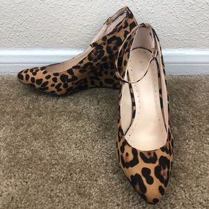 Leopard Print Closed Toed Wedge heels